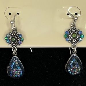 UNIQUE‎ Crystal Drop Locket Pierced Earrings